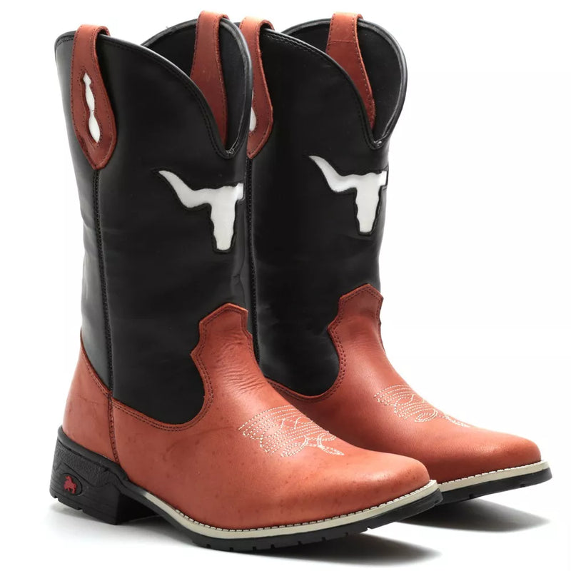 Bota Texana Country De Couro Legítimo Masculina