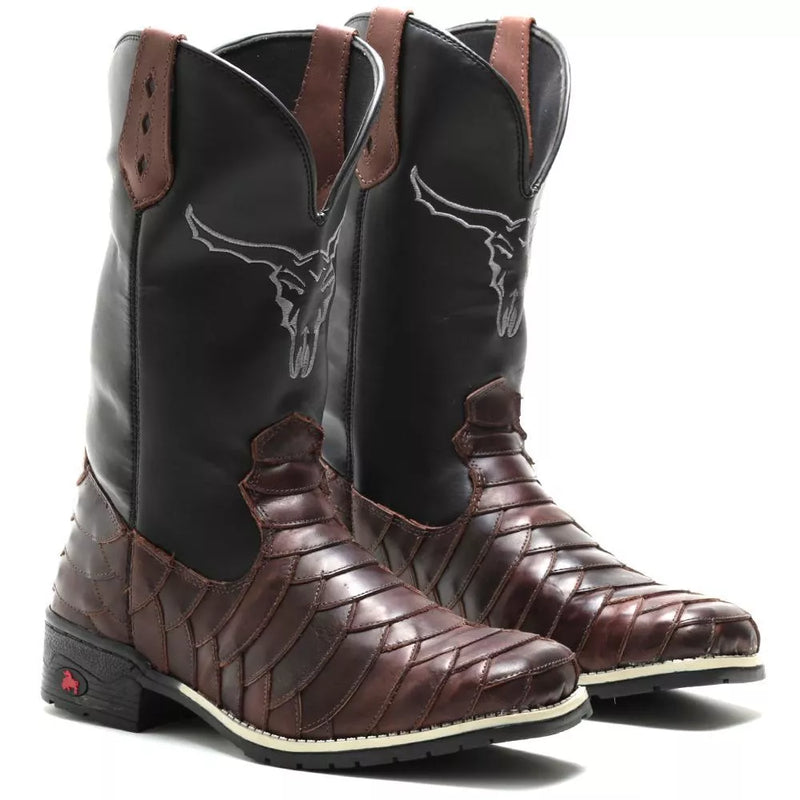 Bota Texana Country De Couro Legítimo Masculina