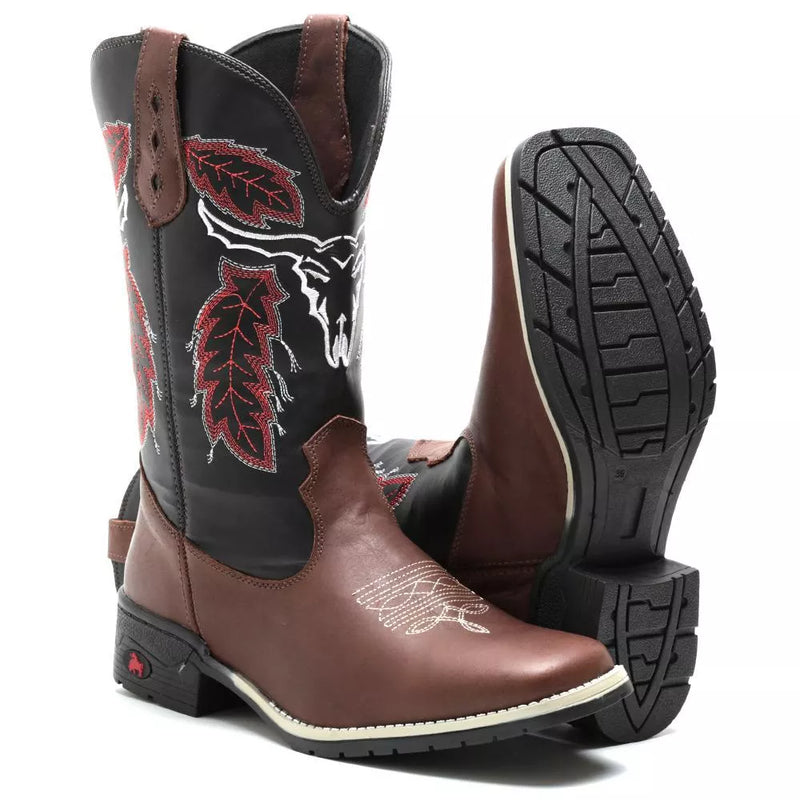 Bota Texana Country De Couro Legítimo Masculina