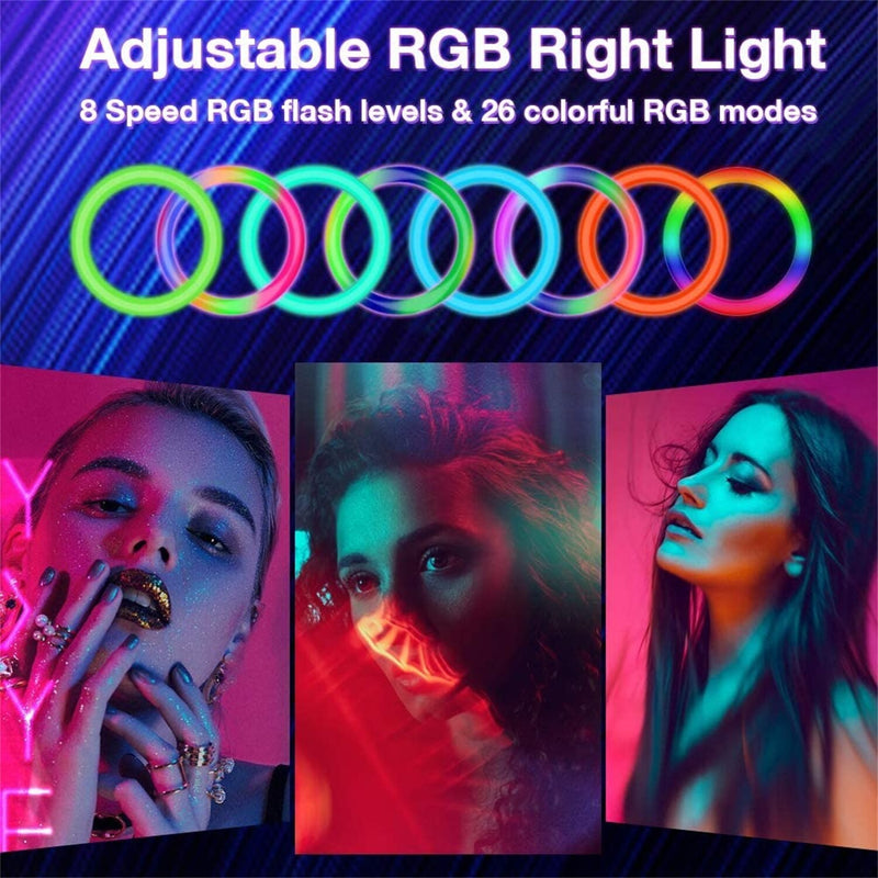Ring Light Iluminador Anel Luz Led Rgb Colorida USB 8 Polegadas c/Tripé 360º Top