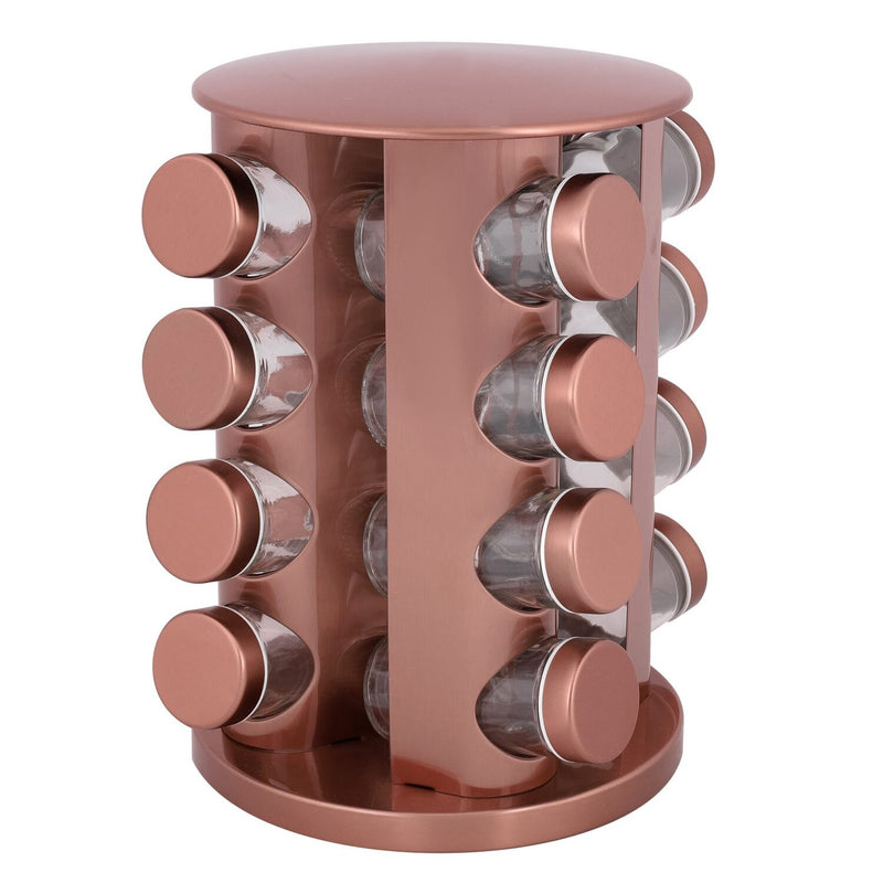 Porta condimentos Aço inoxidável rotativo com 12/16 Potes torre spice bancada giratória frascos de vidro organizador de temperos