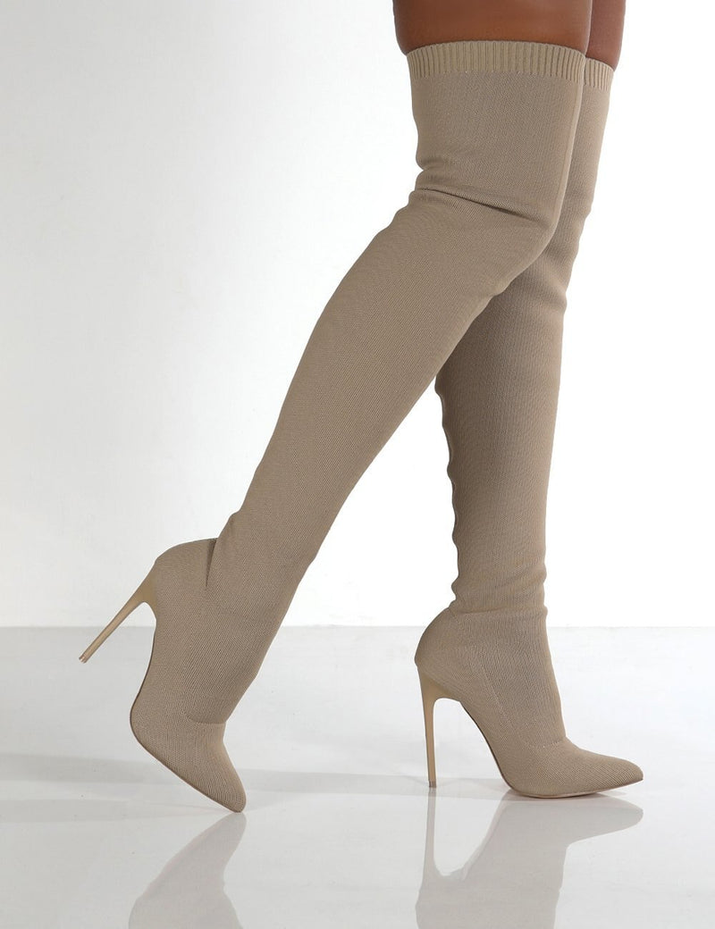 2022 senhoras meias sobre o joelho botas femininas estiramento tecidos salto alto deslizamento em sapatos mulher apontou toe botas longas tamanho 36-43