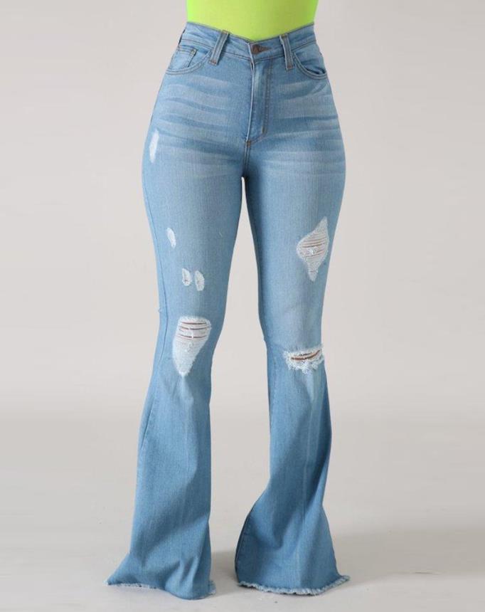Casual denim plain cintura alta recorte botão de bainha crua longo queimado jeans feminino 2022 nova moda roupas femininas all-match