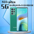 S22 Ultra Dual Sim Smartphone, Telefone móvel, 4G, 5G, 16GB, 512GB, 24MP + 48MP, Bateria de longa duração.