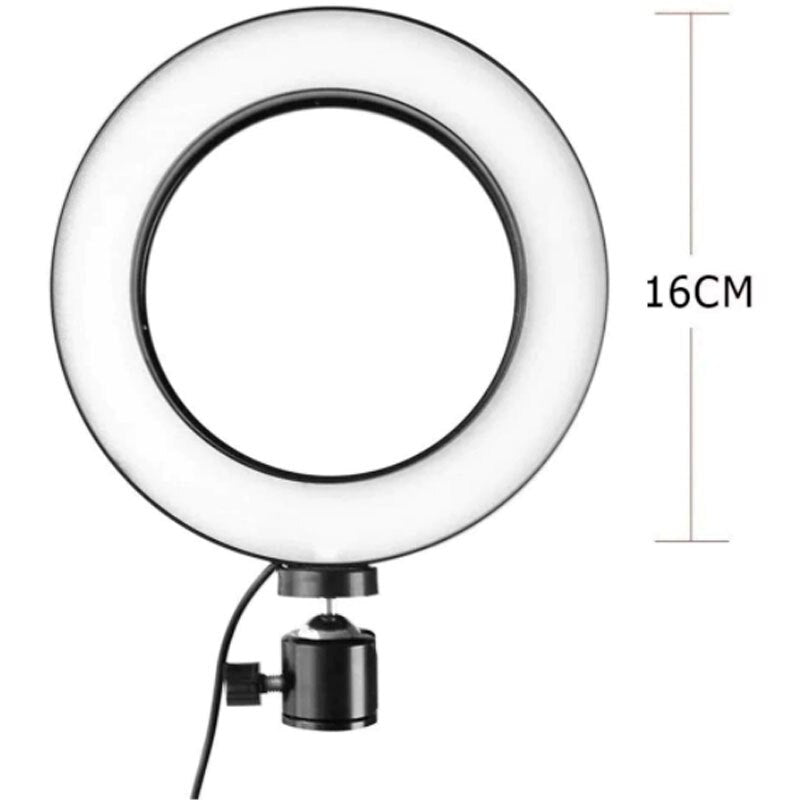 Ring light com tripé de mesa e suporte para celular led 6 polegadas profissional