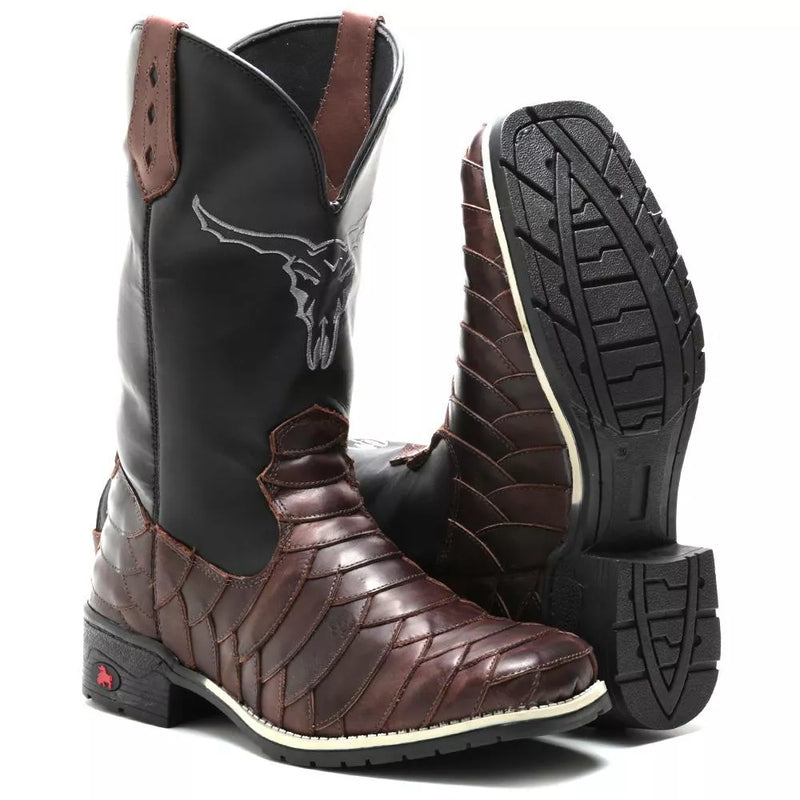 Bota Texana Country De Couro Legítimo Masculina