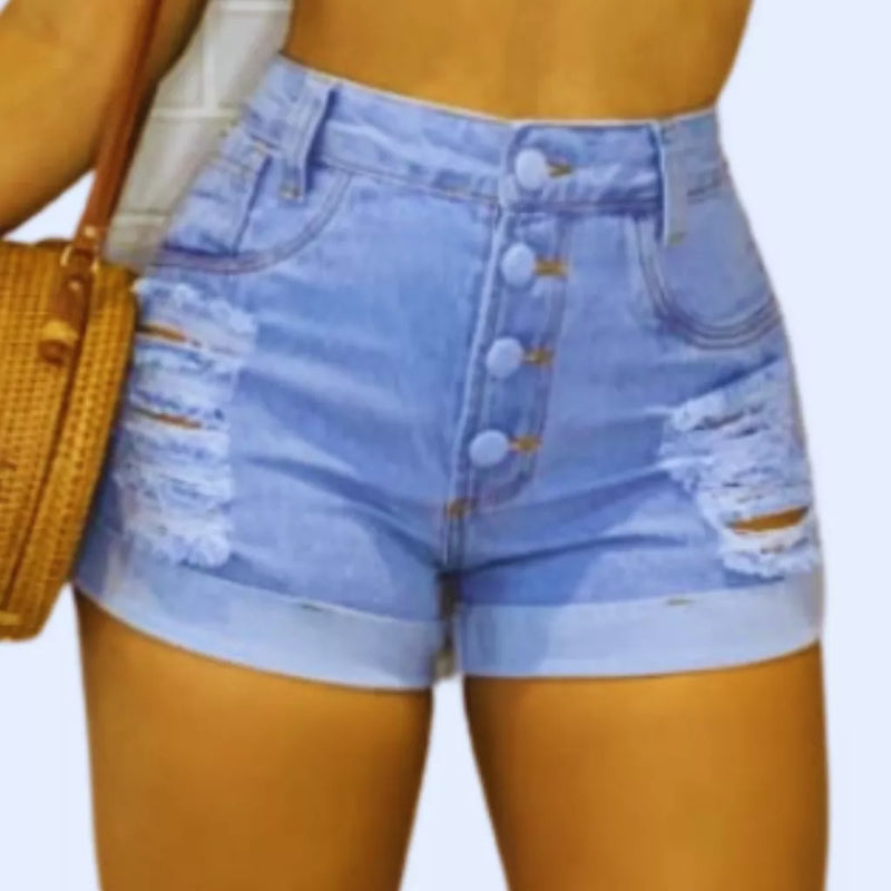 Short Jeans Feminino Cintura Alta Cós Alto Barra Dobrada da Moda Empina Bumbum Oferta Relâmpago!