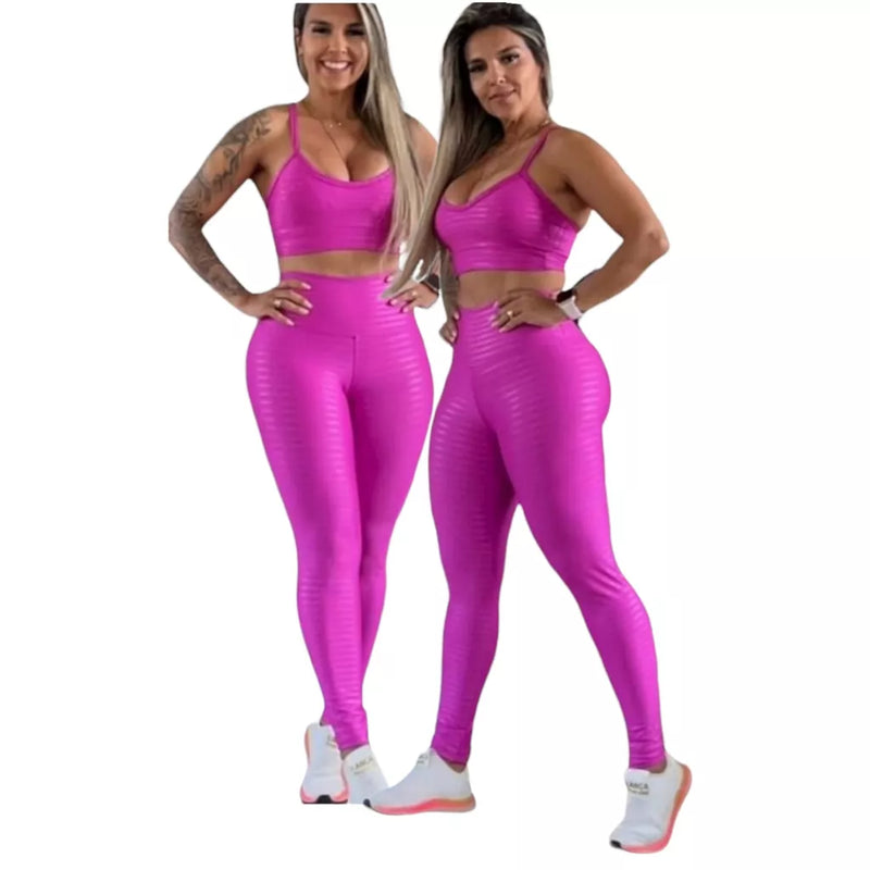 kit legging academia mais top 3d poliamida fitness.