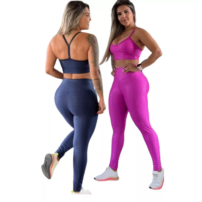 kit legging academia mais top 3d poliamida fitness.