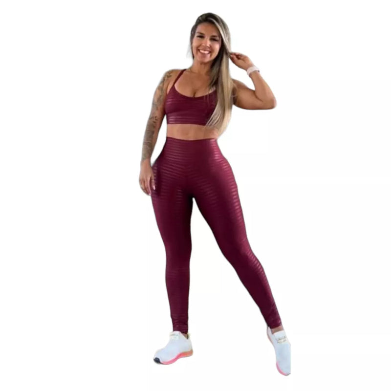 kit legging academia mais top 3d poliamida fitness.