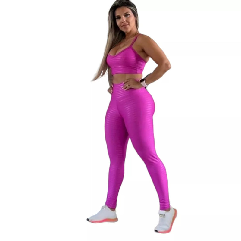 kit legging academia mais top 3d poliamida fitness.